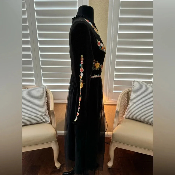 ModCloth | Folklore Embroidered Long Sleeve Dress - Size S - Picture 4 of 8